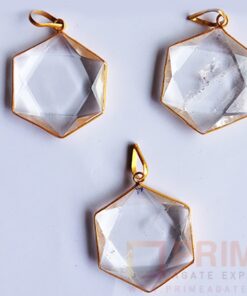 CrystalQuartzPentagonGolden-Pendant