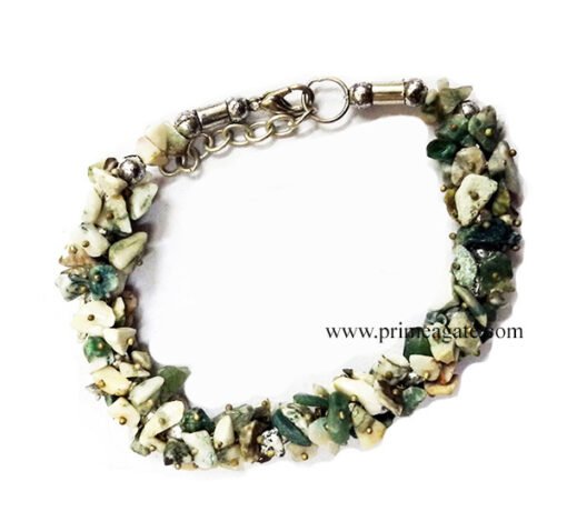 MossAgateChipsFuseWire-Bracelet