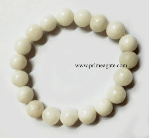 WhiteAgateBeads-ElasticBracelet