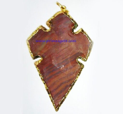 FancyJasperArrowheadElectroPlated-Pendant(Design4)