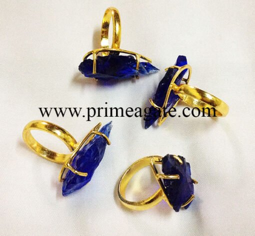 BlueColorGlassArrowheadElectroplated-Rings