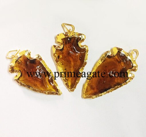 BrownColourGlassArrowhead-pendants