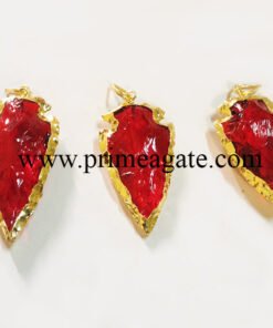RedCornelianElectroplated-ArrowheadPendants