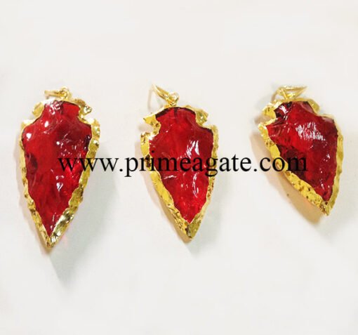 RedCornelianElectroplated-ArrowheadPendants