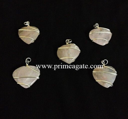 RoseQuartzHeartShapeWireWrapped-Pendants