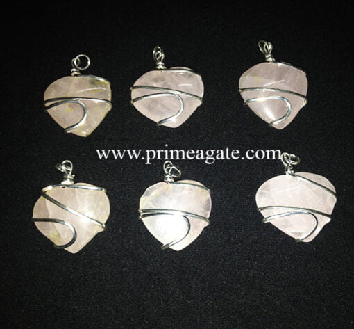 RoseQuartzHeartShapeWireWrapped-Pendantss