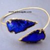 Blue-Color-Glass-Electroplated-Arrowhead-Bangel