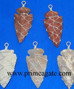 Fancy-Jasper-Arrowhead-Silver-Pendants