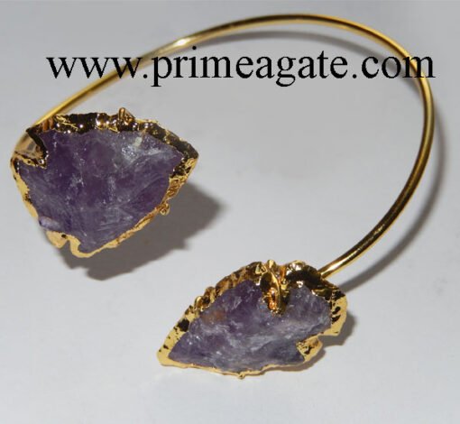 Amethyst-Electroplated-Arrowhead-Bangle