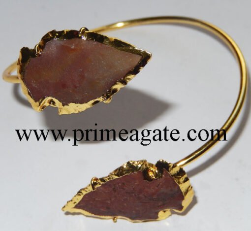 Fancy-Jasper-Electroplated-Arrowhead-Bangle