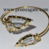 White-Color-Glass-Electroplated-Arrowhead-Bangle