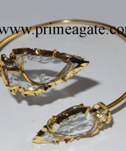 White-Color-Glass-Electroplated-Arrowhead-Bangle