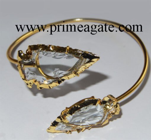 White-Color-Glass-Electroplated-Arrowhead-Bangle