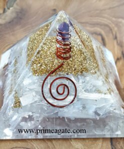 Selenite-Orgone-Pyramid-With-Amethyst-Charge-Point