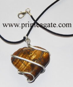 Tiger-Eye-Heart-Shape-Wrapped-Pendant-With-Black-Cord