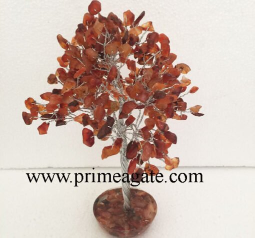 Red-Carnelian-300Bds-Gemstone-SilverWire-Tree-With-Orgone-Base